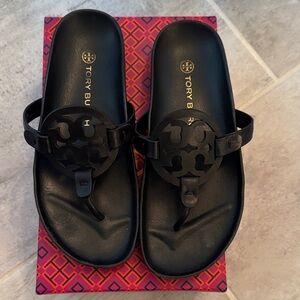 Tory Burch Black Miller Cloud Sandals 6.5